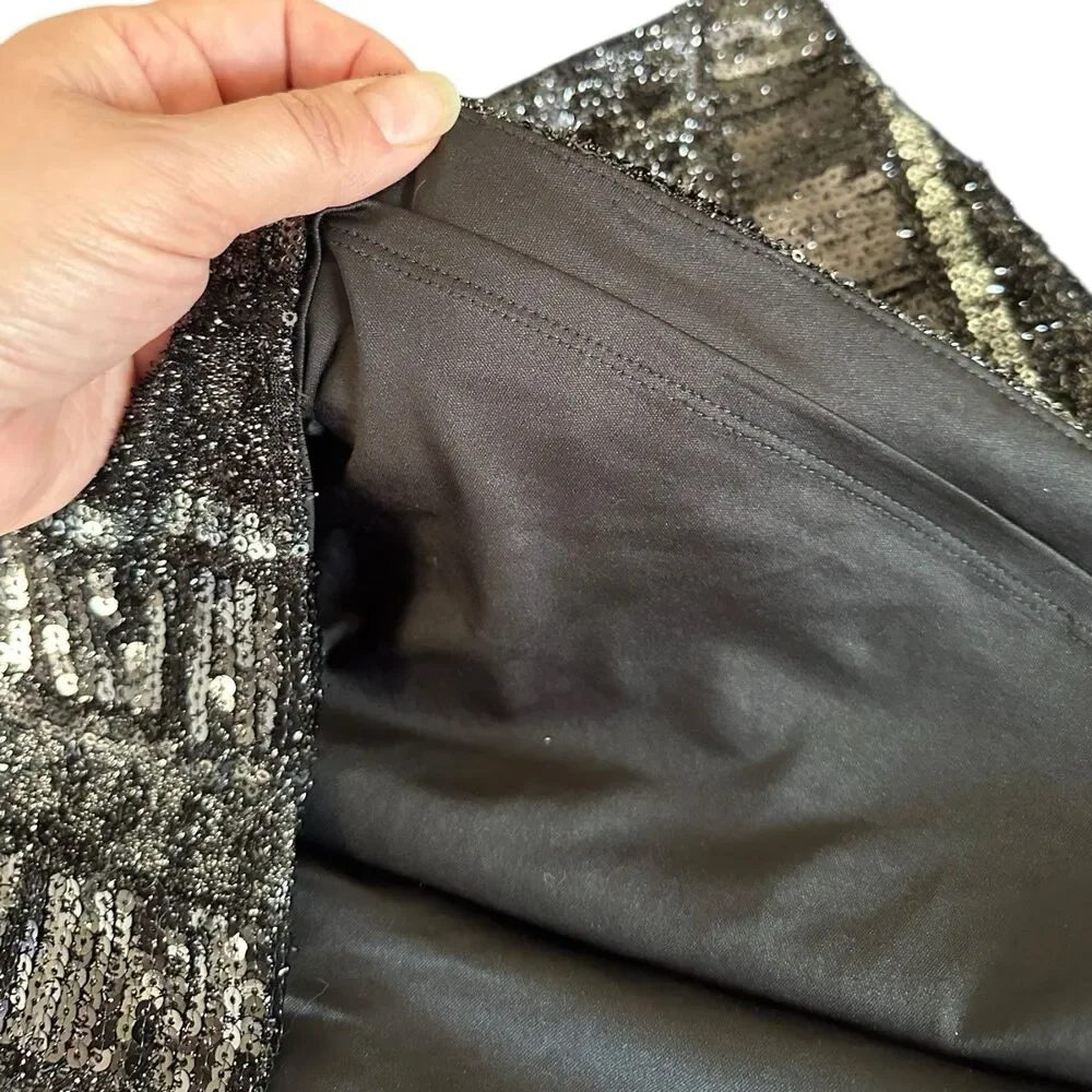 Express Straight Mini Skirt Black Shimmer Sequin Size 4